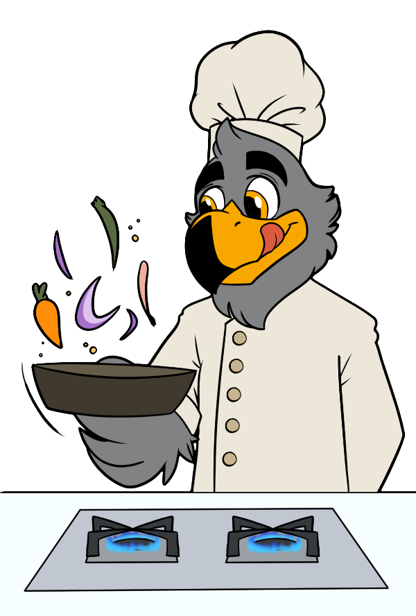 BCC's Falcon Mascot as a chef