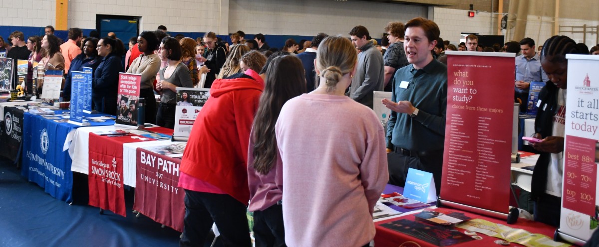 College fair participants in the Paterson field house