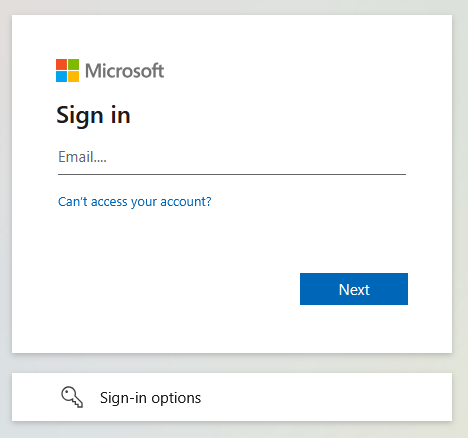 image showing Microsoft login screen