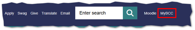 image showing the location of MyBCC in the site navigation