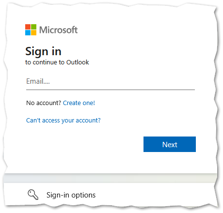 image showing Microsoft login screen