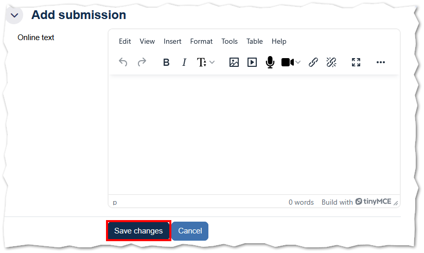 screenshot of Moodle text editor